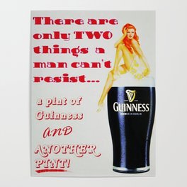 There are only two things men cannot resist Vintage Guinness Beer Advertisement Poster Poster