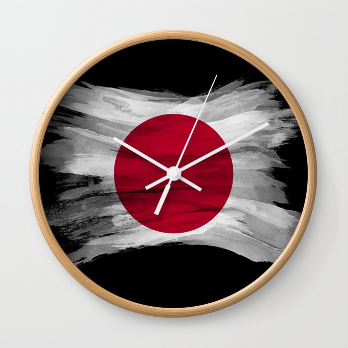 Japan flag brush stroke, national flag Wall Clock