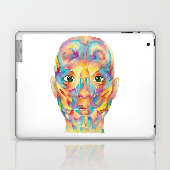 Anatomy of facial muscles expression skull Print Modern Watercolor Laptop & iPad Skin