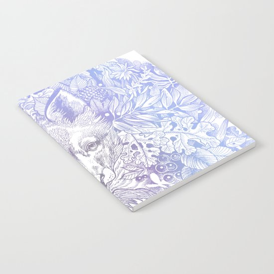 Pastel Purple Hiding Fox Drawing Notebook