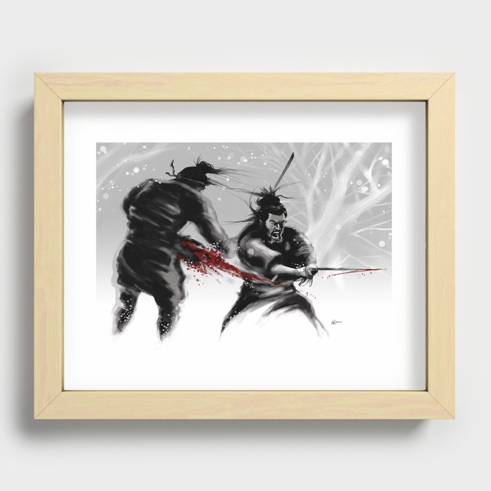 Samurai fight Recessed Framed Print