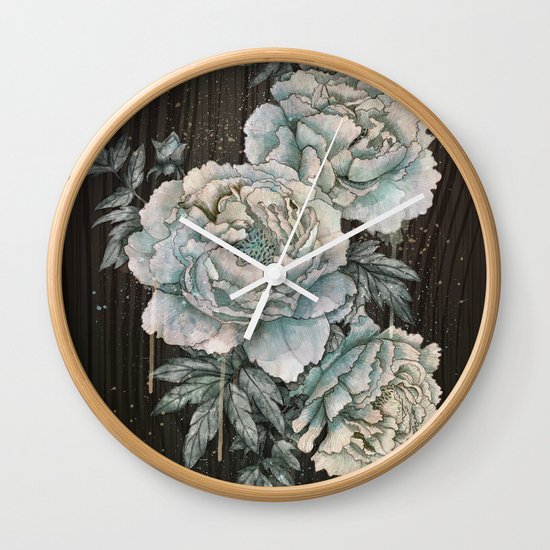 Peony Wood Wall Clock