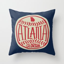 Atlanta Georgia Baseball - Hand Drawn, Script Typography Throw Pillow