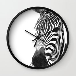 Black and white zebra illustration Wall Clock