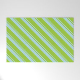 [ Thumbnail: Powder Blue and Green Colored Lines Pattern Welcome Mat ]