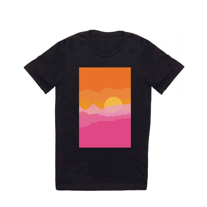 Minimal abstract sunset mountains VI T Shirt