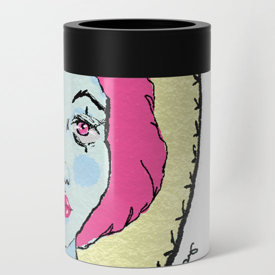 Pink Hair Sad Face Girl Can Cooler By Barlaby Society6