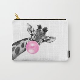 Bubble Gum Black and White Sneaky Giraffee Carry-All Pouch
