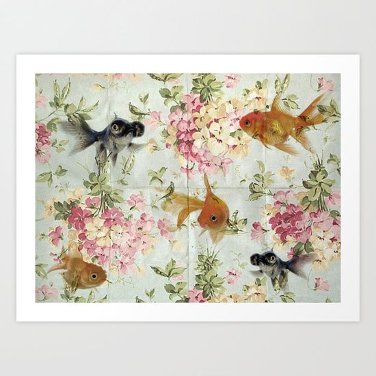 Gold fish wall paper Art Print