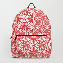 Cheerful Retro Modern Kitchen Tile Mixed Pattern Red Backpack