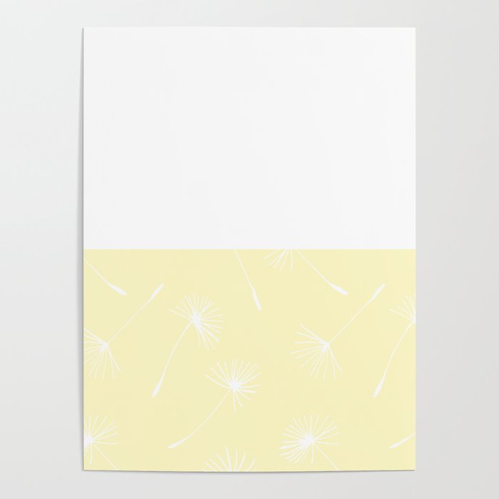 White Dandelion Lace Horizontal Split on Butter Yellow Poster