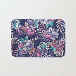 navy floral Bath Mat | Graphic Design, Collage, Love, Digital 