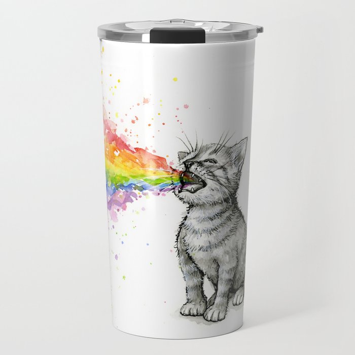 Kitten Puking Rainbow Travel Mug