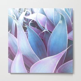 Lavender Blue Abstract Leaves Metal Print