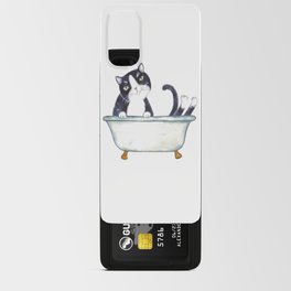 Tuxedo cat toilet Painting Wall Poster Watercolor Android Card Case