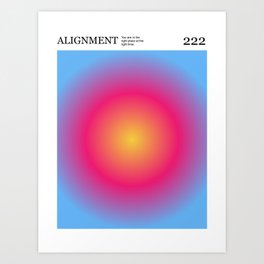Angel Number 222 Alignment Poster Pink, Blue and Yellow Gradient  Art Print