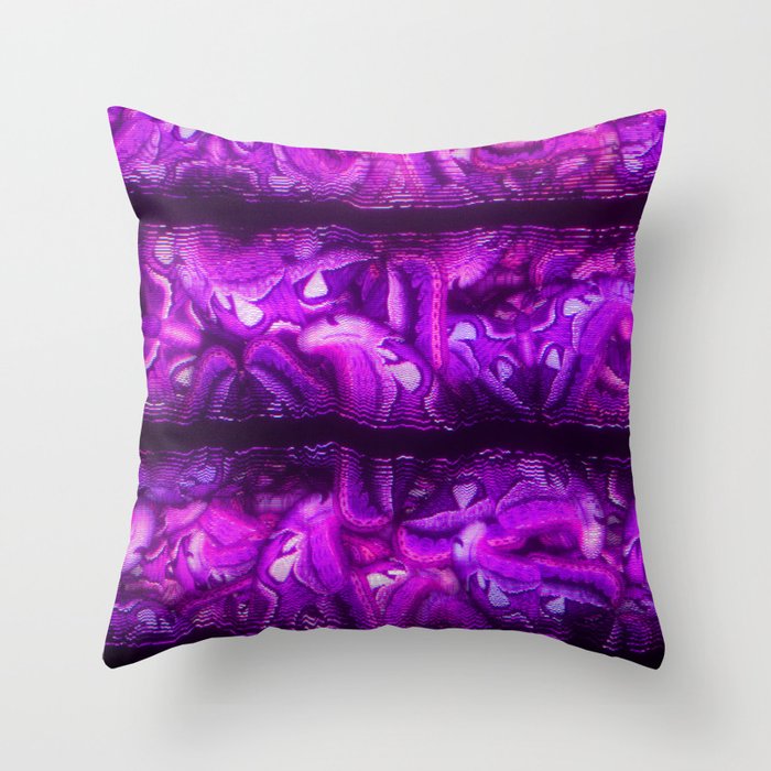 Purple Glitch Stripes Throw Pillow