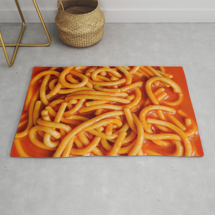 Spaghetti Pasta Noodles In Red Tomato Sauce Photograph Pattern Rug