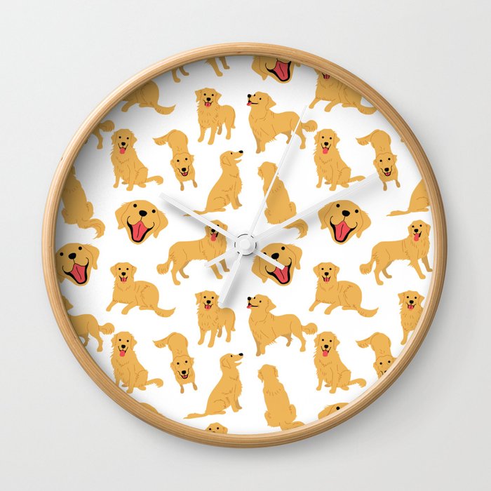 Golden Retriever Pattern Wall Clock