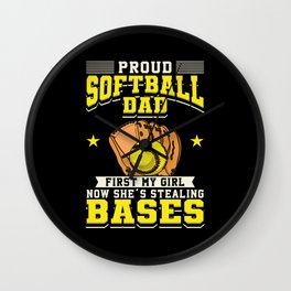 Proud Softball Dad Wall Clock