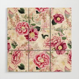 Vintage & Shabby Chic - Pink Chinoserie Flower Pattern Wood Wall Art