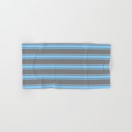 [ Thumbnail: Grey and Light Sky Blue Colored Lines Pattern Hand & Bath Towel ]
