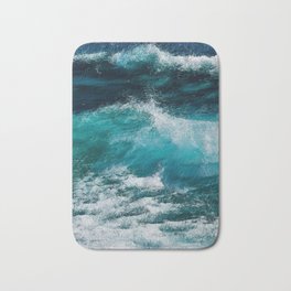 Blue Ocean Waves Bath Mat