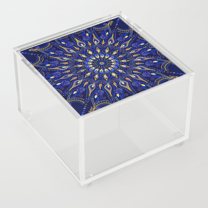Electric Blue Boho Mandala Acrylic Box