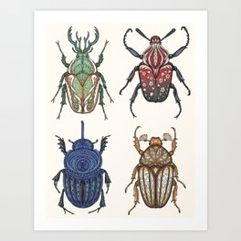 Fantasy Beetles Art Print