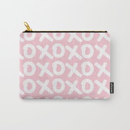 XOXO Print Pink Hugs And Kisses Minimalistic Fashion Wall Art Preppy Modern Decor XOXO Pattern Carry-All Pouch