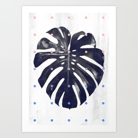 monstera + dots Art Print