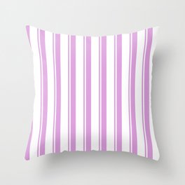 [ Thumbnail: Plum & White Colored Lined/Striped Pattern Throw Pillow ]