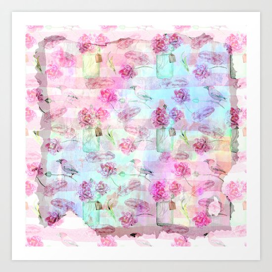 Summer pattern - Floral Flowers in pink on #Society6 Art Print