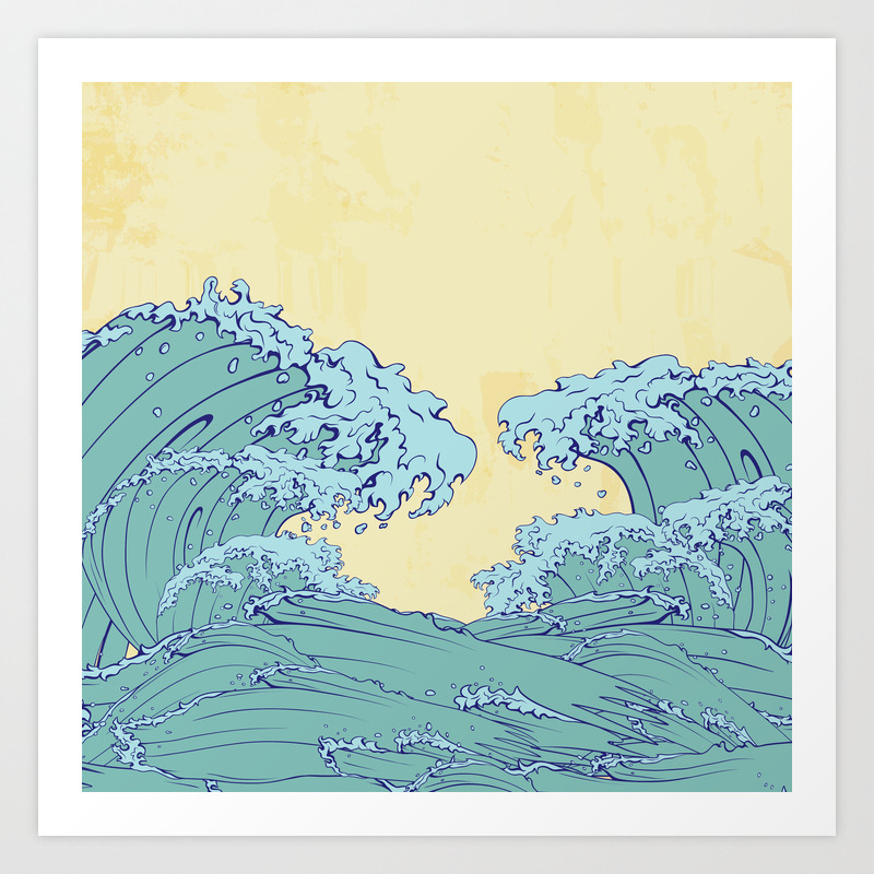 Waves In Japanese Style Art Print By Mariabiro Society6