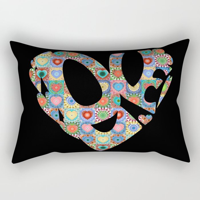 Whimsical Colorful Heart Art - Love Joy - By Sharon Cummings Rectangular Pillow