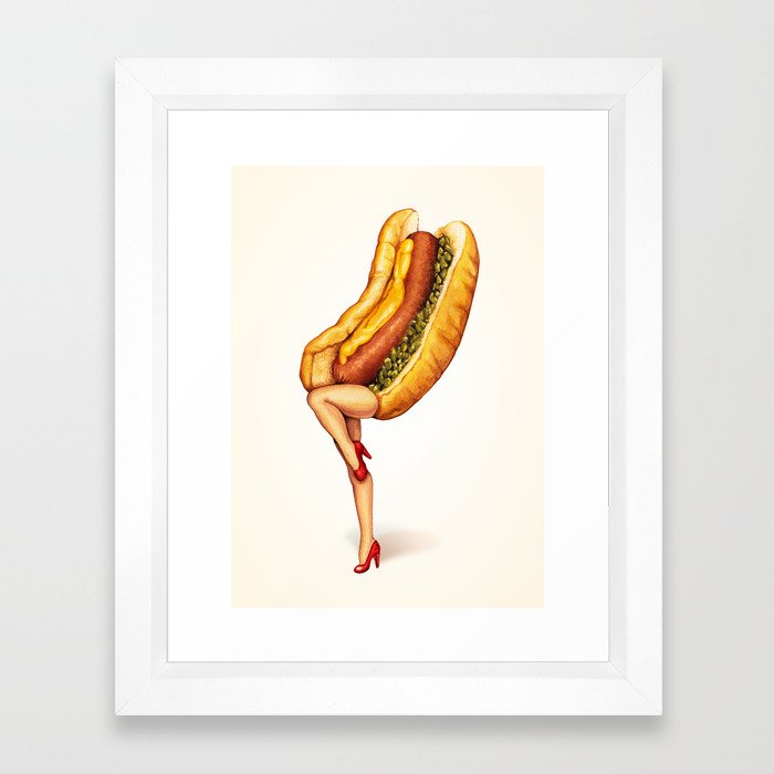 Hot Dog Girl Framed Art Print