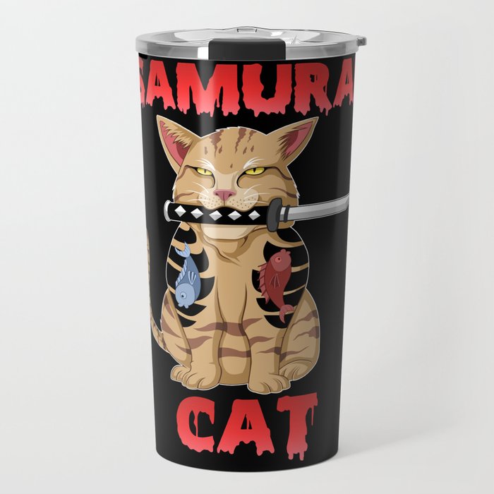 samurai cat Travel Mug