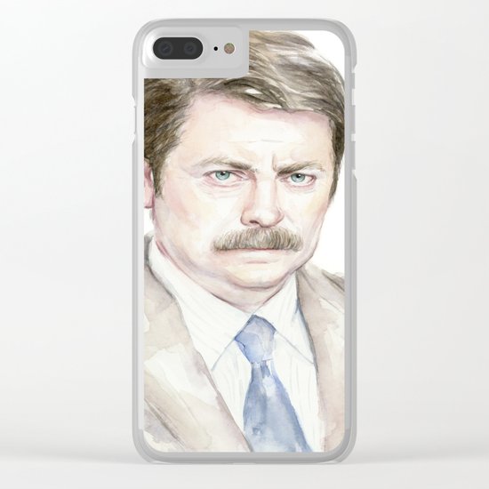 Swanson Watercolor Ron Clear iPhone Case