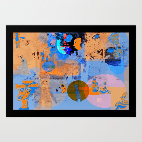 blue and orange Art Print