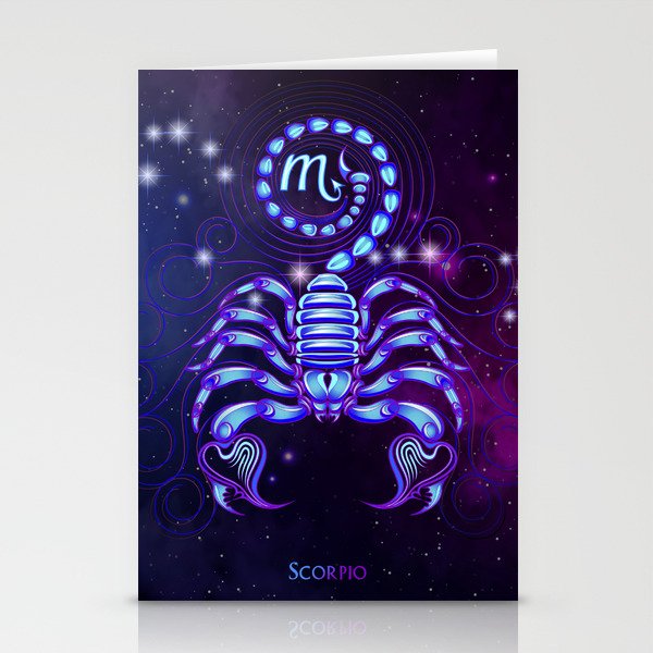 Zodiac neon signs — Scorpio Stationery Cards
