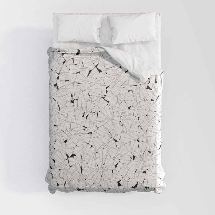 Paper planes B&W / Lineart texture of paper planes Duvet Cover