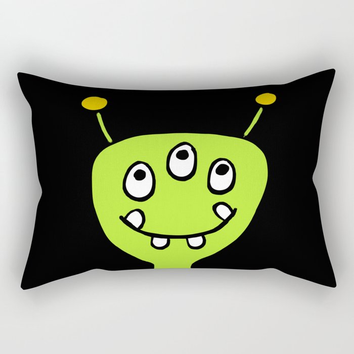 Little Green Alien Rectangular Pillow