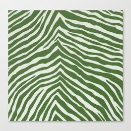 Green and White Zebra Lines Canvas Print