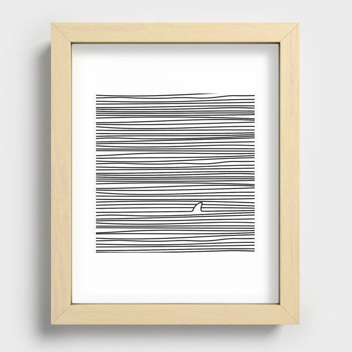 Minimal Line Drawing Simple Unique Shark Fin Gift Recessed Framed Print