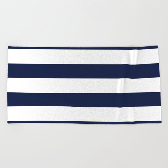 Simply Stripes Nautical Navy on White Beach Towel