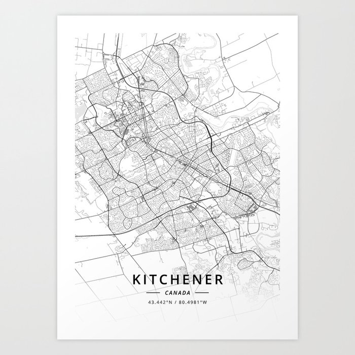 Kitchener Canada Light Map Art Print By Designer Map Art Society6 Kitchener Canada Light Map Art Print By Designer Map Art Society6
