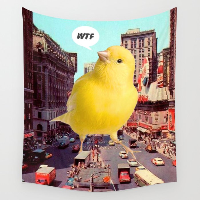 Canary in the City Wall Tapestry