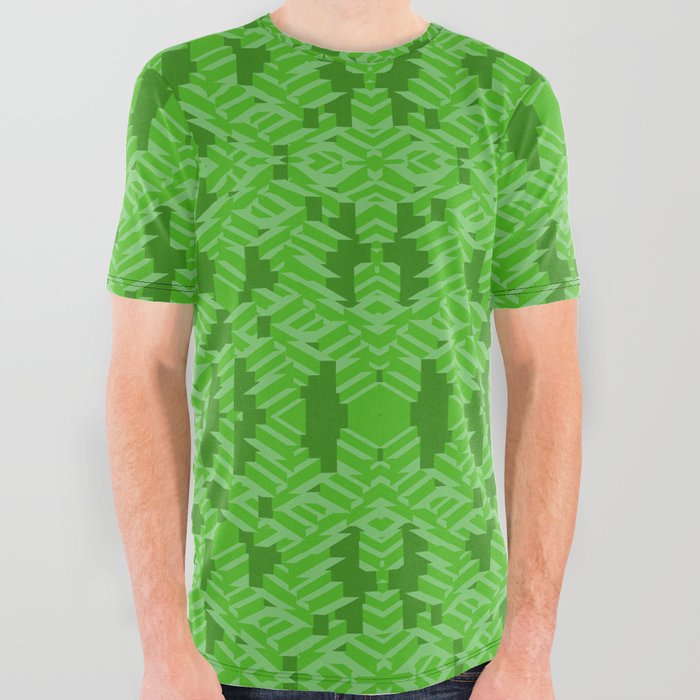  geometric pattern in green colors All Over Graphic Tee