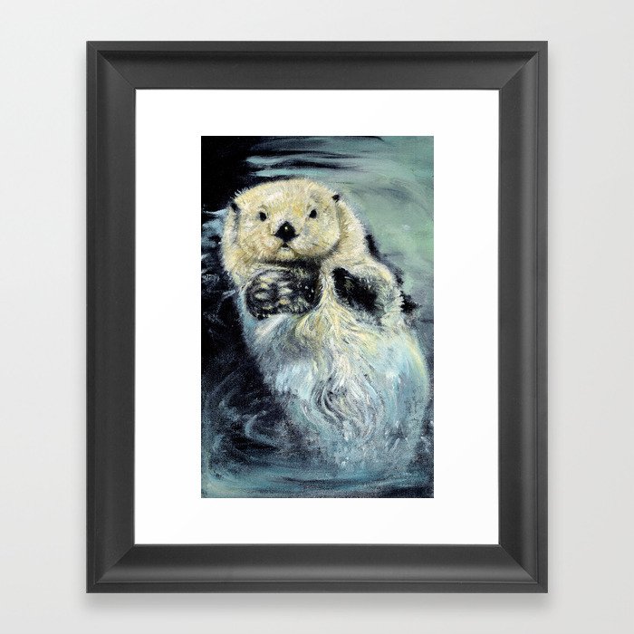 Sea otter painting Framed Art Print