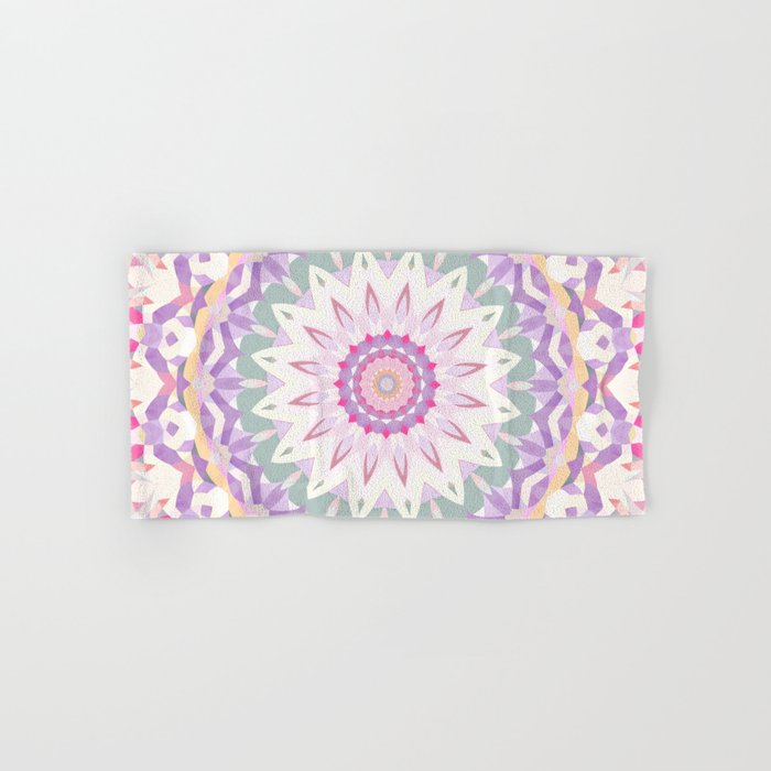 Calypso Mandala In Pastel Pink Purple Green And White Hand Bath Calypso Mandala In Pastel Pink Purple Green And White Hand Bath Towel By Kellytrich Society6